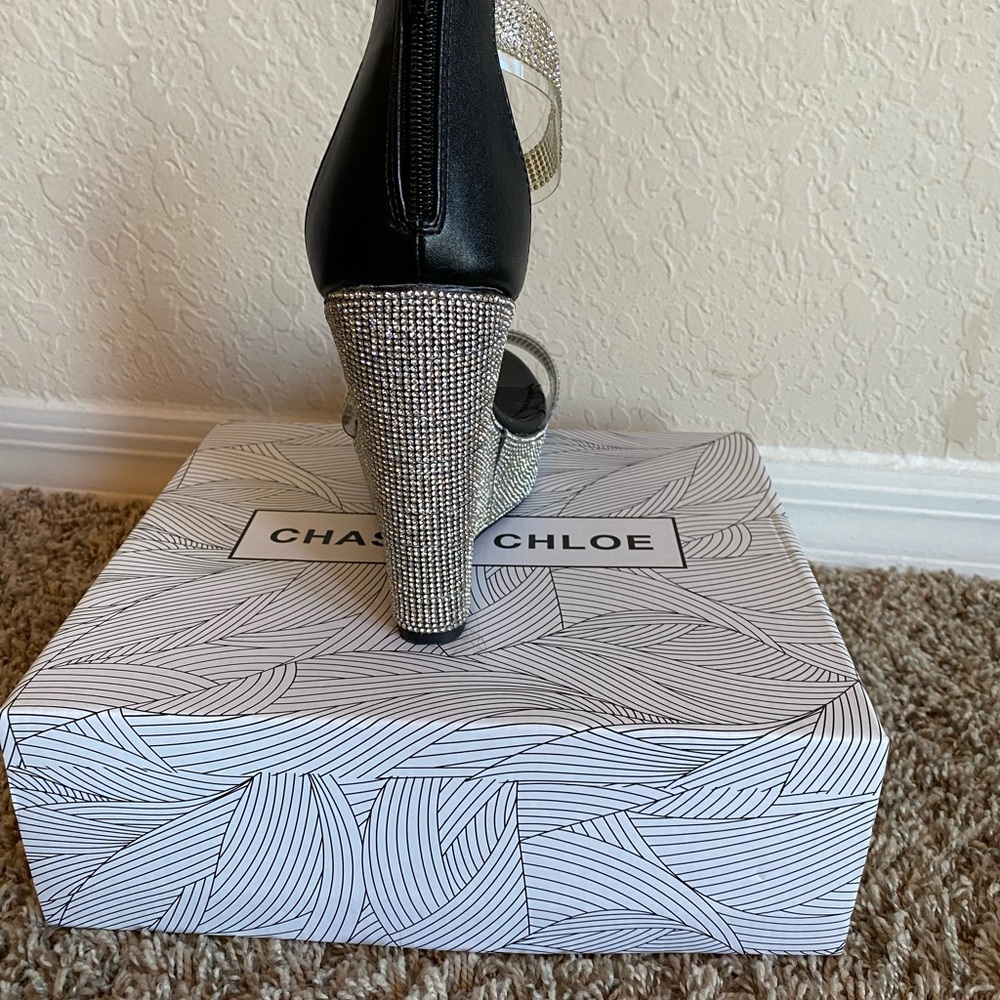 Black Rhinestone Wedges - Picture 2 of 2